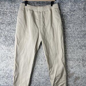DSTLD Chino Pants Mens Medium Beige Khaki Elastic‎ Waist Tapered Twill Casual